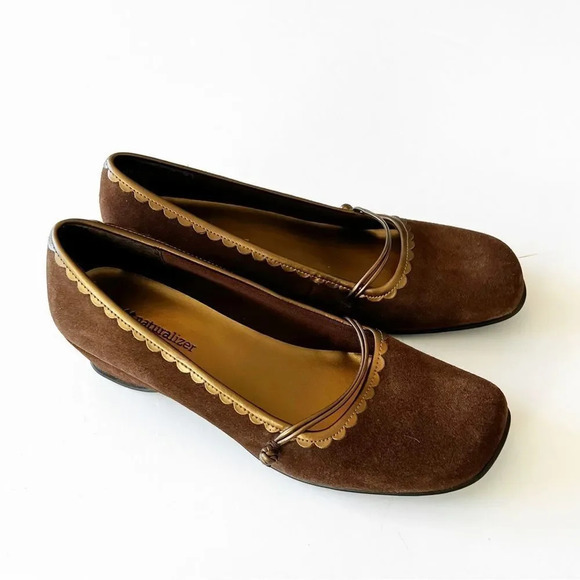 Naturalizer Women’s Size 8.5 Brown Suede Square Toe Pump Office Career Comfort - Picture 2 of 10